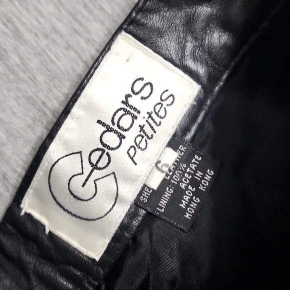 Vintage Cedars Petites High Rise Black Leather Pleated Trousers Tapered Pants - Picture 9 of 15